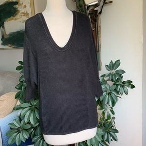 Deep V Neck Black Knit Sweater